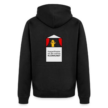 Kasperltheater ist die wahre Kleinkunst - Unisex Premium Bio Zip Hoodie - Schwarz - Hinten - Nico (187cm)