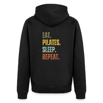 EAT PILATES SLEEP REPEAT - Unisex Premium Organic Zip Hoodie - black - Back - Nico (187cm)