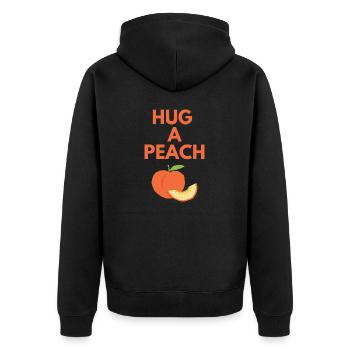HUG A PEACH - Unisex Premium Organic Zip Hoodie - black - Back - Nico (187cm)
