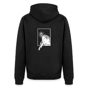 Monkey HanumanLangure - Unisex Premium Bio Zip Hoodie - Schwarz - Hinten - Nico (187cm)