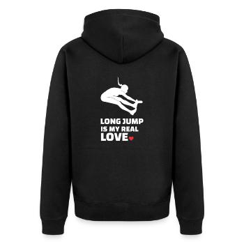 I love long jump - Unisex Premium Organic Zip Hoodie - black - Back - Nico (187cm)