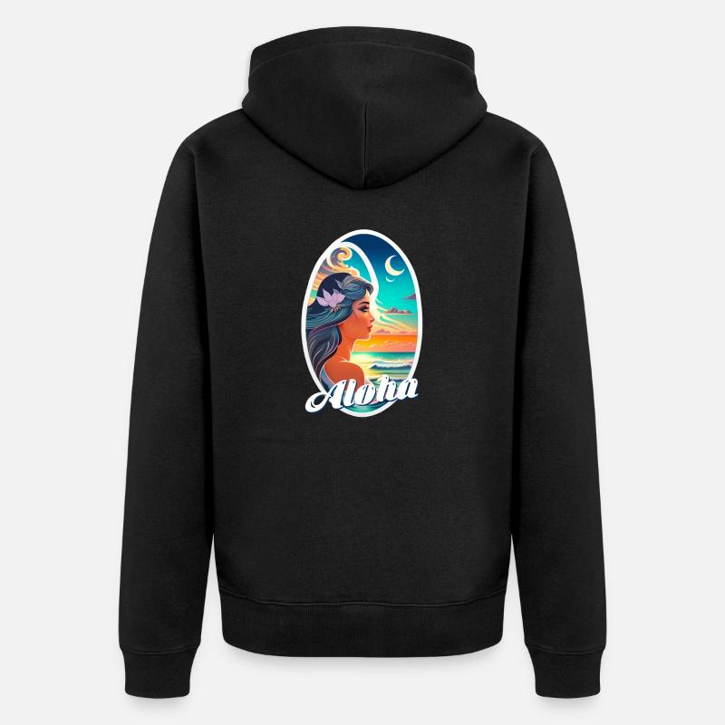 Aloha - surf - retro - Veste à capuche bio Premium Unisexe - noir