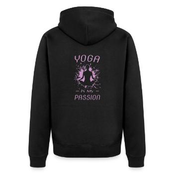 YOGA - Unisex Premium Bio Zip Hoodie - Schwarz - Hinten - Nico (187cm)