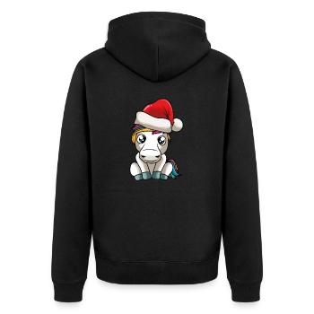 christmas unicorn - Unisex Premium Bio Zip Hoodie - Schwarz - Hinten - Nico (187cm)