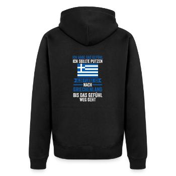 Griechen Grieche Griechenland - Unisex Premium Bio Zip Hoodie - Schwarz - Hinten - Nico (187cm)