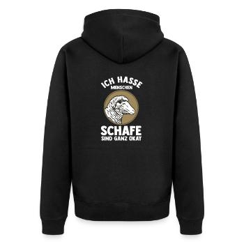 Landwirt Schäfer Bauernhof Schafe - Unisex Premium Bio Zip Hoodie - Schwarz - Hinten - Nico (187cm)