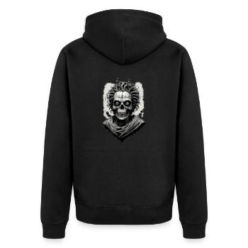 Porträt einer Mumie 12 - Unisex Premium Bio Zip Hoodie - Schwarz - Hinten - Nico (187cm)