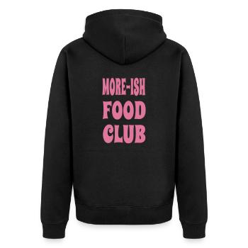 MoreishFoodClub2 - Unisex Premium Organic Zip Hoodie - black - Back - Nico (187cm)
