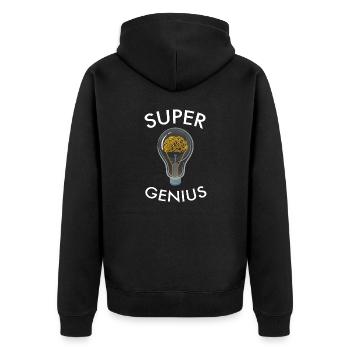Super Genius Intelligent Glühbirne Gehirn - Unisex Premium Bio Zip Hoodie - Schwarz - Hinten - Nico (187cm)