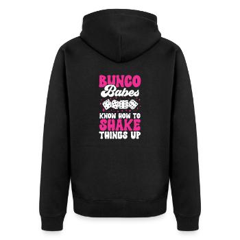Bunco Dice Game - Unisex Premium Organic Zip Hoodie - black - Back - Nico (187cm)