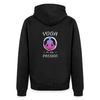 Yoga Yoga Yoga - Unisex Premium Bio Zip Hoodie - Schwarz - Hinten - Nico (187cm)