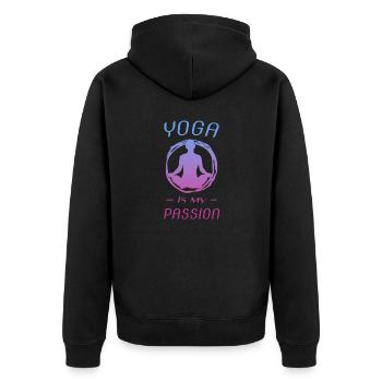 YOGA - Unisex Premium Bio Zip Hoodie - Schwarz - Hinten - Nico (187cm)