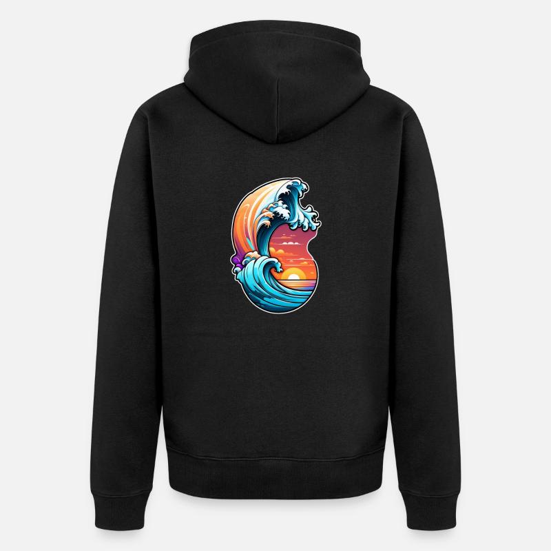vague - été - vacances - Veste à capuche bio Premium Unisexe - noir