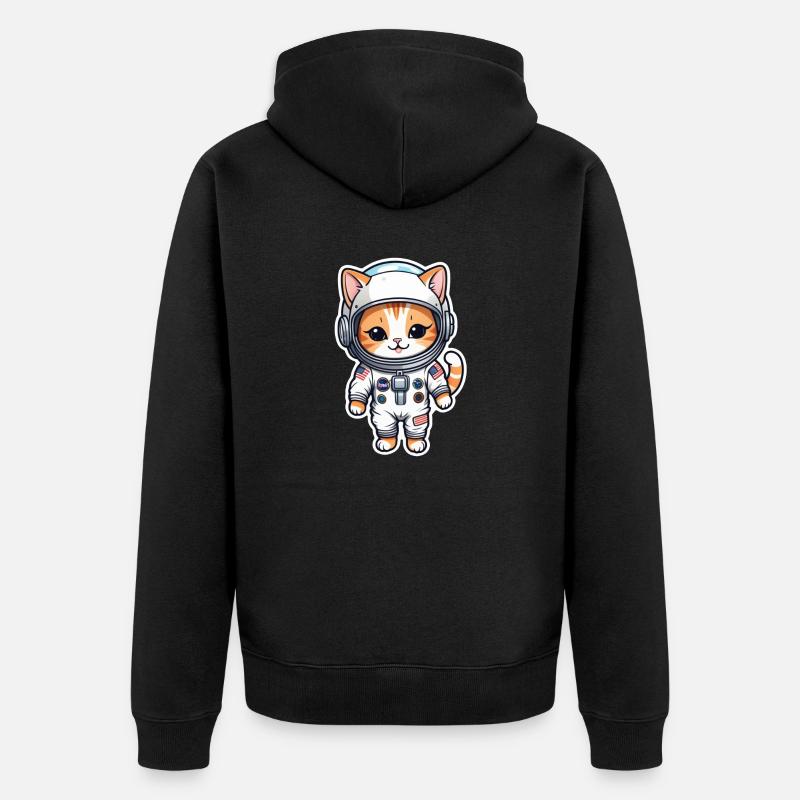 chat astronaute - espace - Veste à capuche bio Premium Unisexe - noir