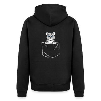 Snow leopard - Unisex Premium Organic Zip Hoodie - black - Back - Nico (187cm)