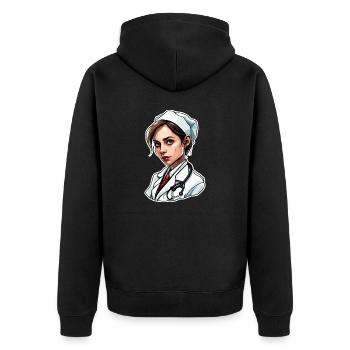 Ärztin / Medizinerin / Doktor / Beruf / Fachärztin - Unisex Premium Bio Zip Hoodie - Schwarz - Hinten - Nico (187cm)