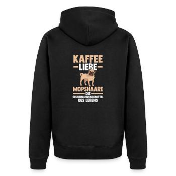 Kaffee Hund Mops - Unisex Premium Bio Zip Hoodie - Schwarz - Hinten - Nico (187cm)
