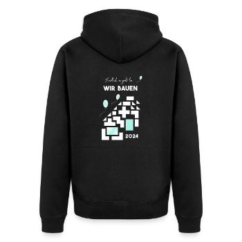wir bauen Hausbau - Unisex Premium Bio Zip Hoodie - Schwarz - Hinten - Nico (187cm)