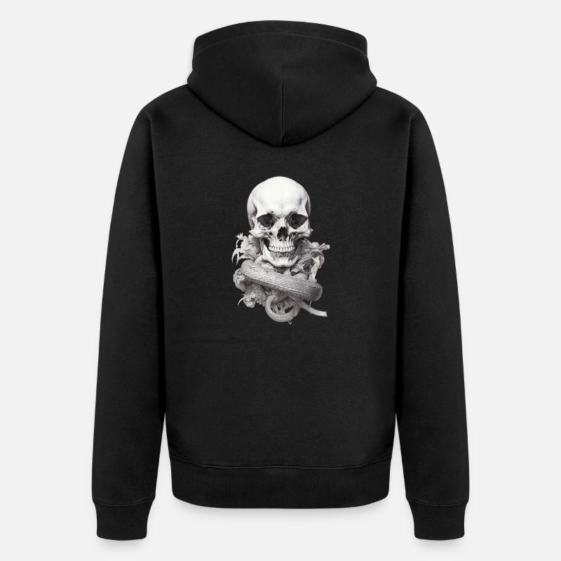 Teschio con serpente - Felpa con cappuccio ecologica premium unisex - nero
