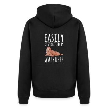 Walross - Unisex Premium Bio Zip Hoodie - Schwarz - Hinten - Nico (187cm)