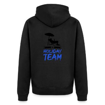 Holiday Team - Unisex Premium Organic Zip Hoodie - black - Back - Nico (187cm)