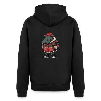 Mode d’hiver hippopotame - Veste à capuche bio Premium Unisexe - noir - Dos - Nico (187cm)