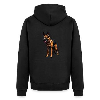 Deutscher Schäferhund German Shepherd dog Owczarek - Unisex Premium Bio Zip Hoodie - Schwarz - Hinten - Nico (187cm)