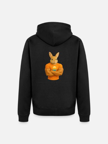 Easter Bunny with Muscles - Funny - Unisex Premium Organic Zip Hoodie - black