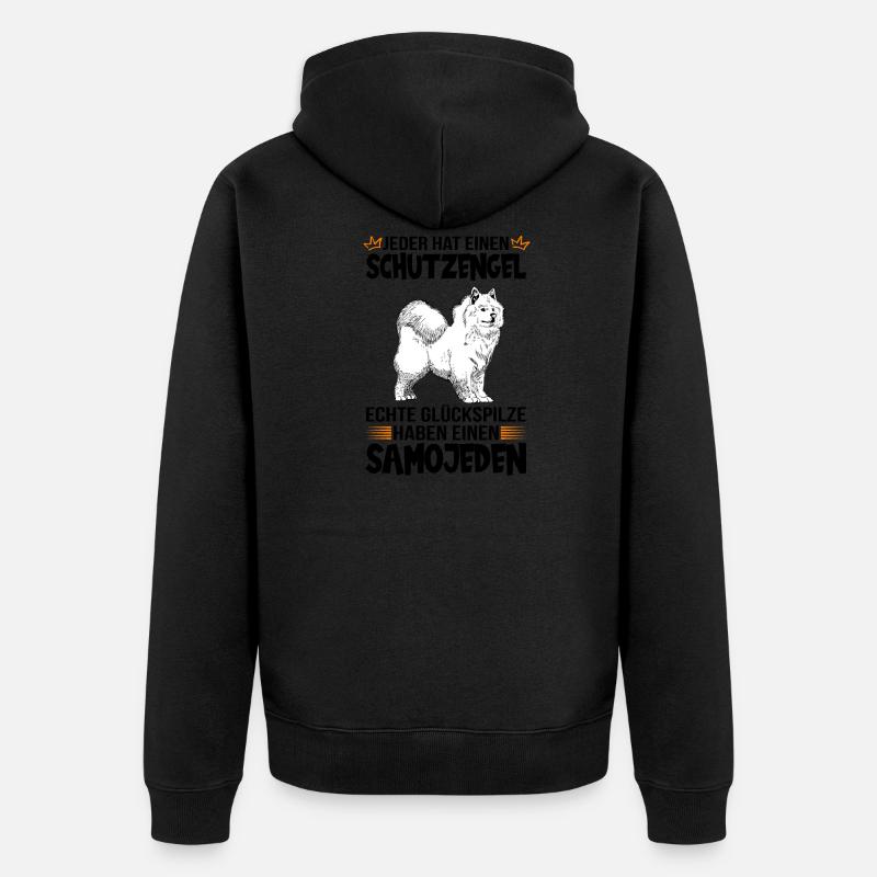 Samojede Schlittenhund Samojeden Spruch Geschenk - Unisex Premium Bio Zip Hoodie - Schwarz