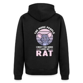 Rat - Unisex Premium Organic Zip Hoodie - black - Back - Nico (187cm)