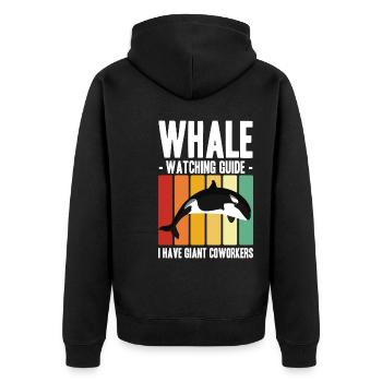 Wale beobachten | Wal Meerestier Meer Geschenke - Unisex Premium Bio Zip Hoodie - Schwarz - Hinten - Nico (187cm)