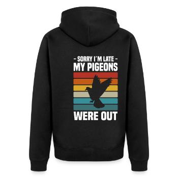 Taubenzucht - Unisex Premium Bio Zip Hoodie - Schwarz - Hinten - Nico (187cm)