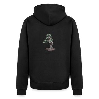 Bonsai - Unisex Premium Bio Zip Hoodie - Schwarz - Hinten - Nico (187cm)