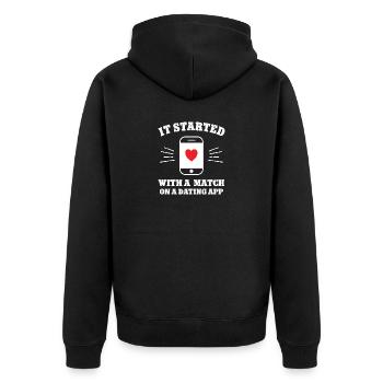 Dating App Partnerbörse Neue Beziehung Liebespaar - Unisex Premium Bio Zip Hoodie - Schwarz - Hinten - Nico (187cm)