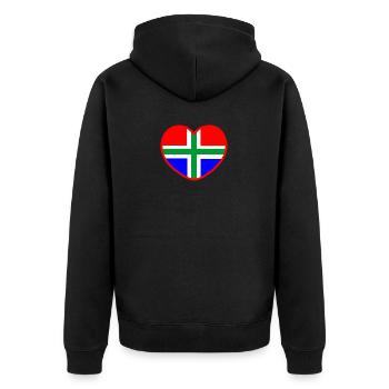 Das wahre Herz von Groningsevlag Groningen - Unisex Premium Bio Zip Hoodie - Schwarz - Hinten - Nico (187cm)