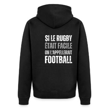 T-shirt Rugby Humour Citation - Veste à capuche bio Premium Unisexe - noir - Dos - Nico (187cm)