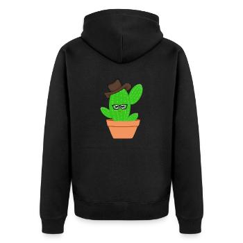 Cactus plant - Unisex Premium Organic Zip Hoodie - black - Back - Nico (187cm)