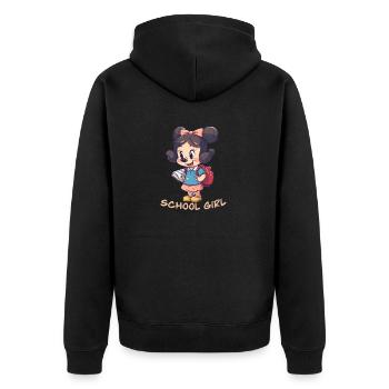 School Girl - Unisex Premium Organic Zip Hoodie - black - Back - Nico (187cm)