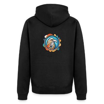 Vogel Logo Taube - Unisex Premium Bio Zip Hoodie - Schwarz - Hinten - Nico (187cm)
