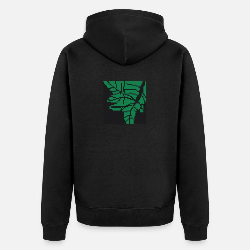 Blatt pixel Art - Unisex Premium Bio Zip Hoodie - Schwarz