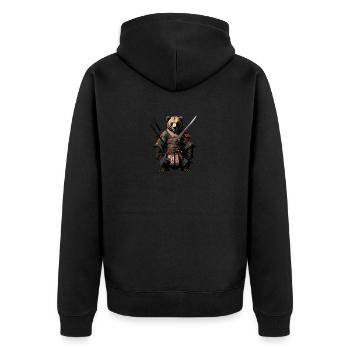 The Ninja Bear - Unisex Premium Organic Zip Hoodie - black - Back - Nico (187cm)