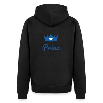 Prinz - Unisex Premium Bio Zip Hoodie - Schwarz - Hinten - Nico (187cm)