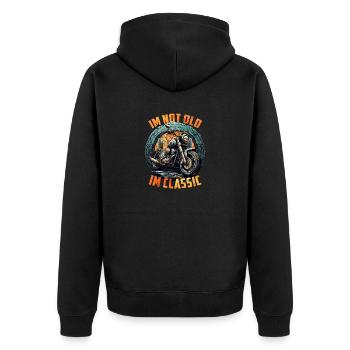 Im not Old Im classic vintage Chopper Motorcycle - Unisex Premium Organic Zip Hoodie - black - Back - Nico (187cm)