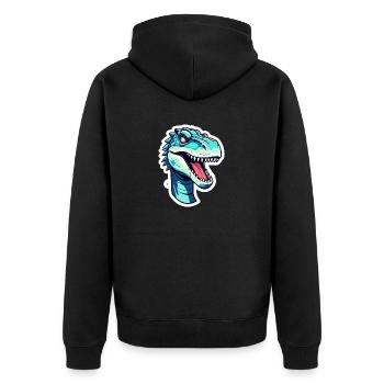 Tyrannosaurus Rex Dinosaurier Zeichnung - Unisex Premium Bio Zip Hoodie - Schwarz - Hinten - Nico (187cm)