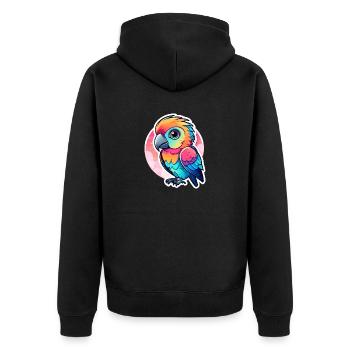 Papagei Vogel Illustration - Unisex Premium Bio Zip Hoodie - Schwarz - Hinten - Nico (187cm)