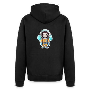 Affe Astronaut Illustration - Unisex Premium Bio Zip Hoodie - Schwarz - Hinten - Nico (187cm)