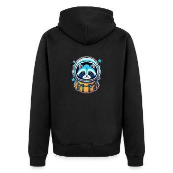 Waschbär Astronaut Illustration - Unisex Premium Bio Zip Hoodie - Schwarz - Hinten - Nico (187cm)