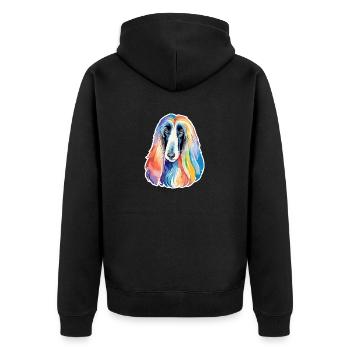 Lévrier afghan aquarelle - Veste à capuche bio Premium Unisexe - noir - Dos - Nico (187cm)