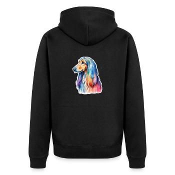 Lévrier afghan aquarelle - Veste à capuche bio Premium Unisexe - noir - Dos - Nico (187cm)