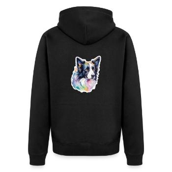Border Collie Aquarelles - Veste à capuche bio Premium Unisexe - noir - Dos - Nico (187cm)